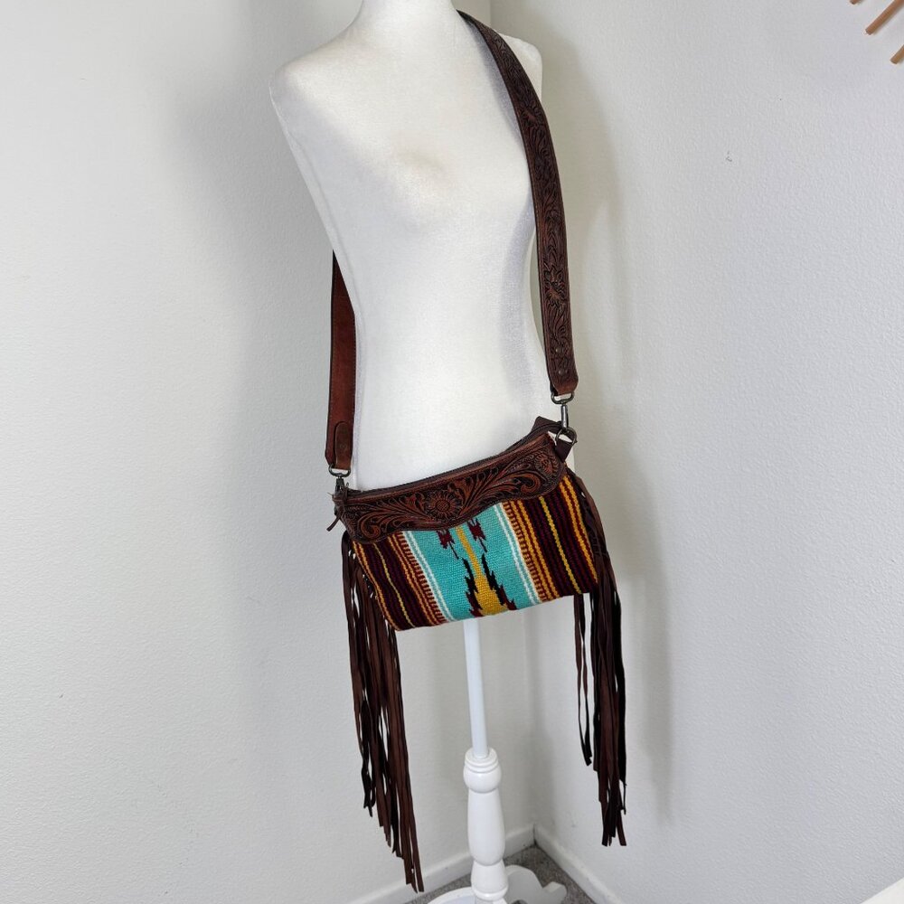 American Darling Purse Blanket Bag Leather Strap Western Fringe